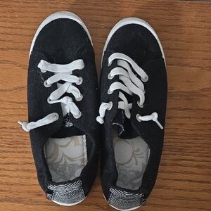 Roxy 6.5 Womens Black Lace Up Sneakers